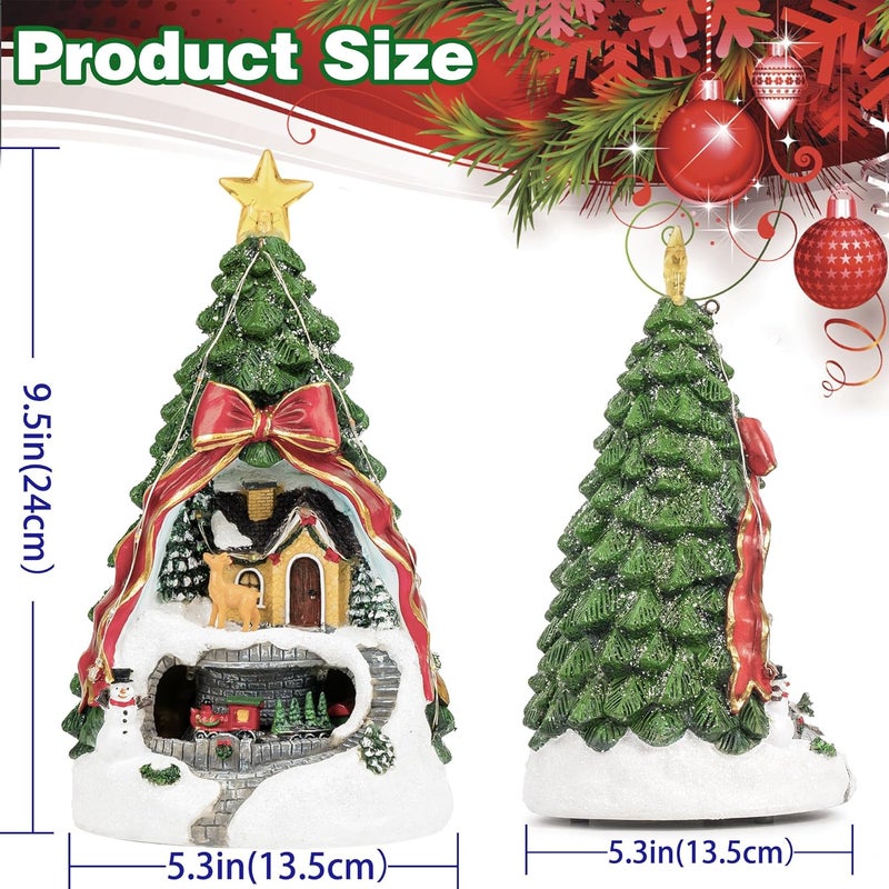 MXwcy Animated Musical Christmas Tree Village – Lighted Figurine with Spinning Santa Train, Plays 8 Holiday Carols, Tabletop Home Decor & Gift - Image 2